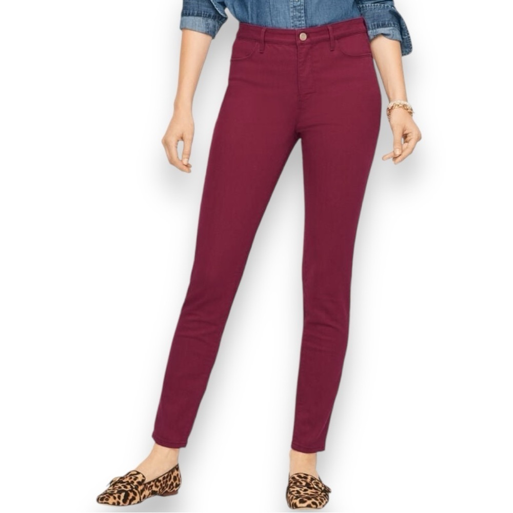 NWOT Talbots Size 4 High Waist Ankle Jegging Rich Burgundy Comfort Stretch Denim